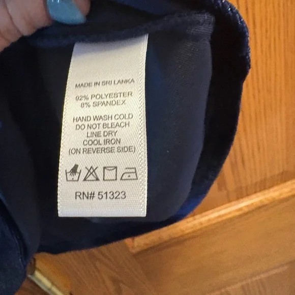 CeCe Midnight Blue Velvet top size small with flutter sleeve - Picture 4 of 5